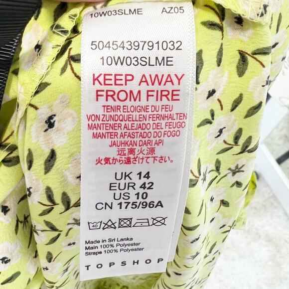 Topshop NWT Dropped Waist Midi Dress in Lime Size 10 - Picture 13 of 14